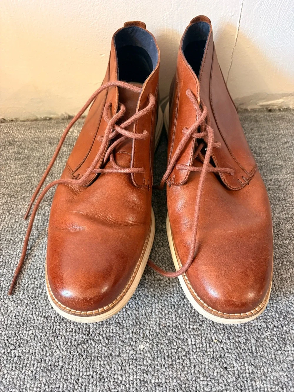 Cole Haan Tan Leather Lace-Up Chukka Boots